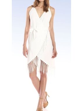 GLAMOROUS Women's Fringe-Hem WRAP DRESS - Cream - Small